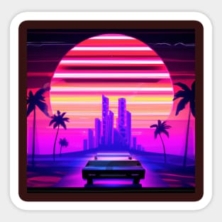 Retro Futuristic Sunset Sticker